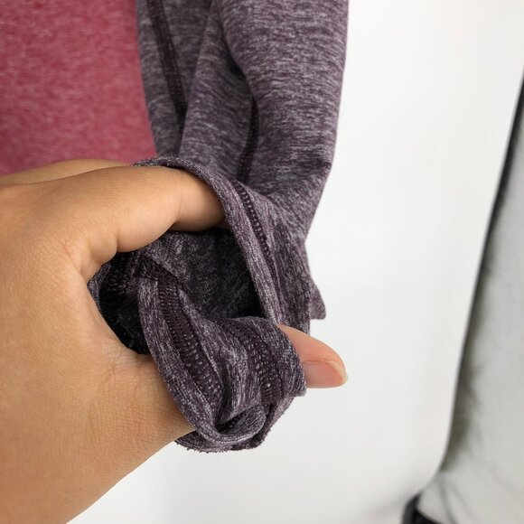 Lululemon Burgundy & grey Heathered 1/3 Zip Lightweight Hoodie size Medium - Picture 7 of 14